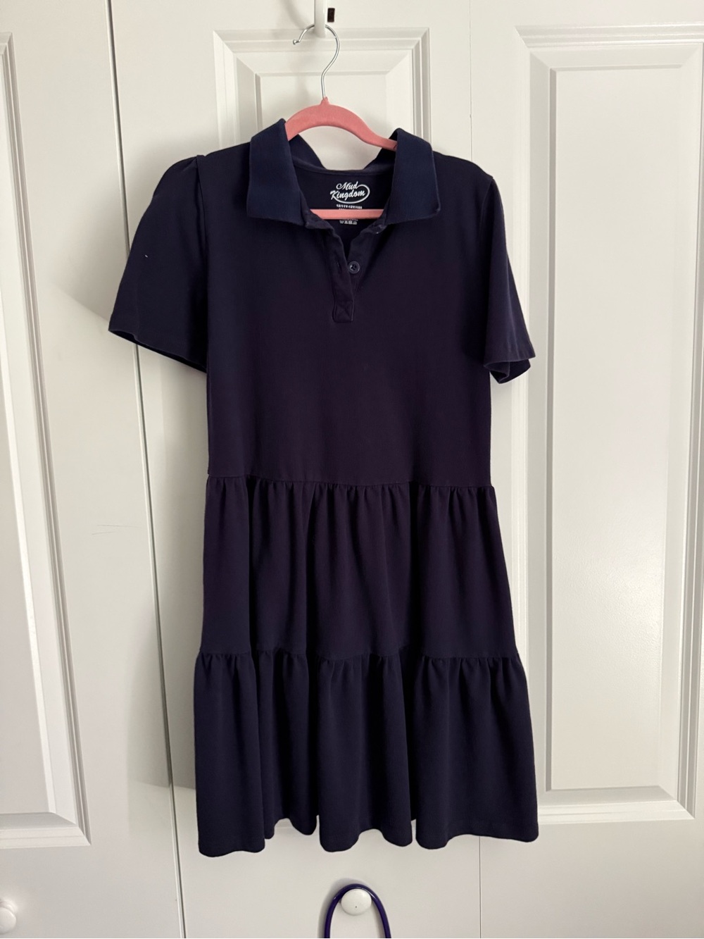 Girls' Navy Polo Tiered Uniform Dress